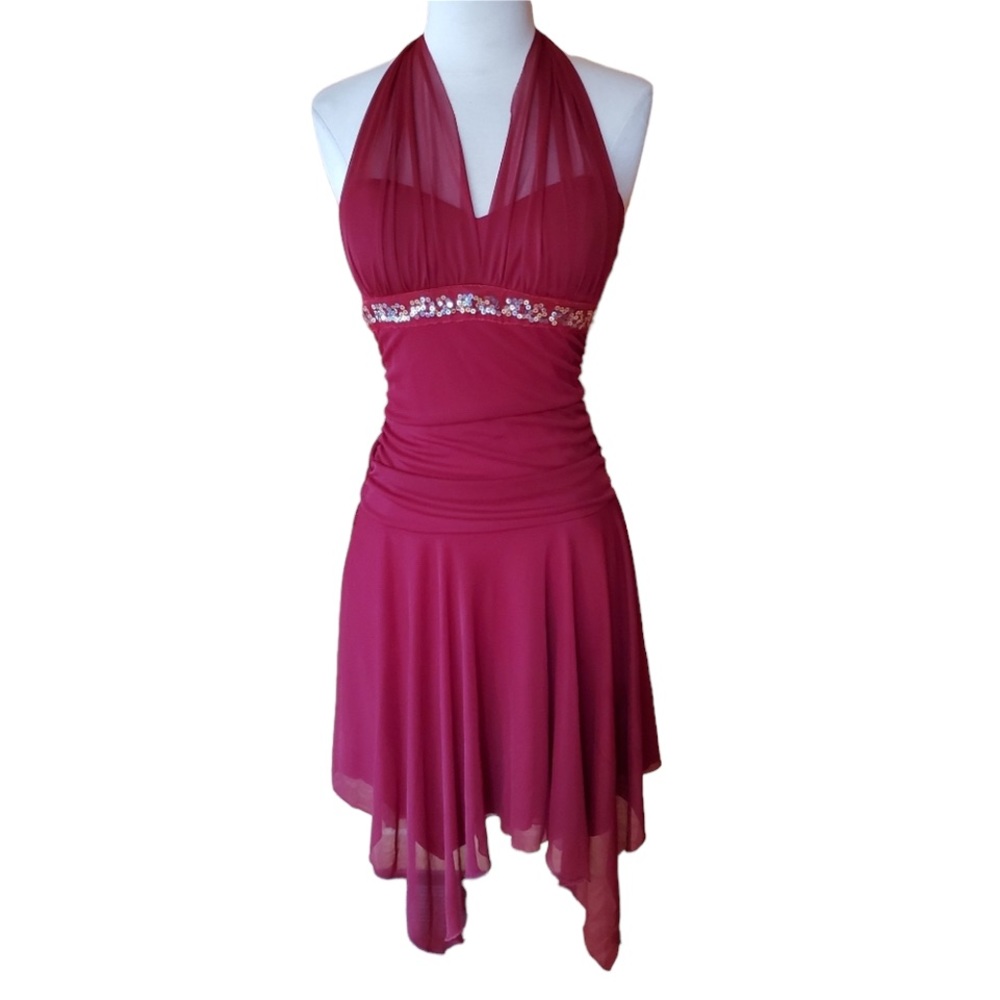 Y2K Iz Red Wine, Sequin Cocktail Dress‎